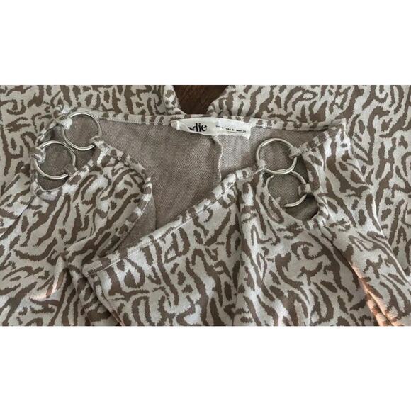 Elodie Flare Y2K Jacquard O-ring P Pants Pull On Euphoria Tan Print Size Small - Picture 7 of 10